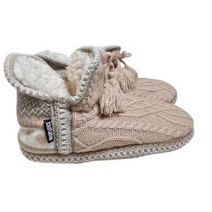 MUK LUKS Knit Bootie Slippers Jojoba Oil Memory Foam Pink NWT Large 9-10